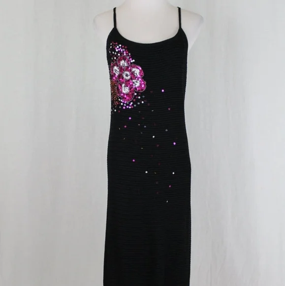 adrianna papell 90s dress Medium 90s Adrianna Papell Black Scalloped Party Dress main image 0